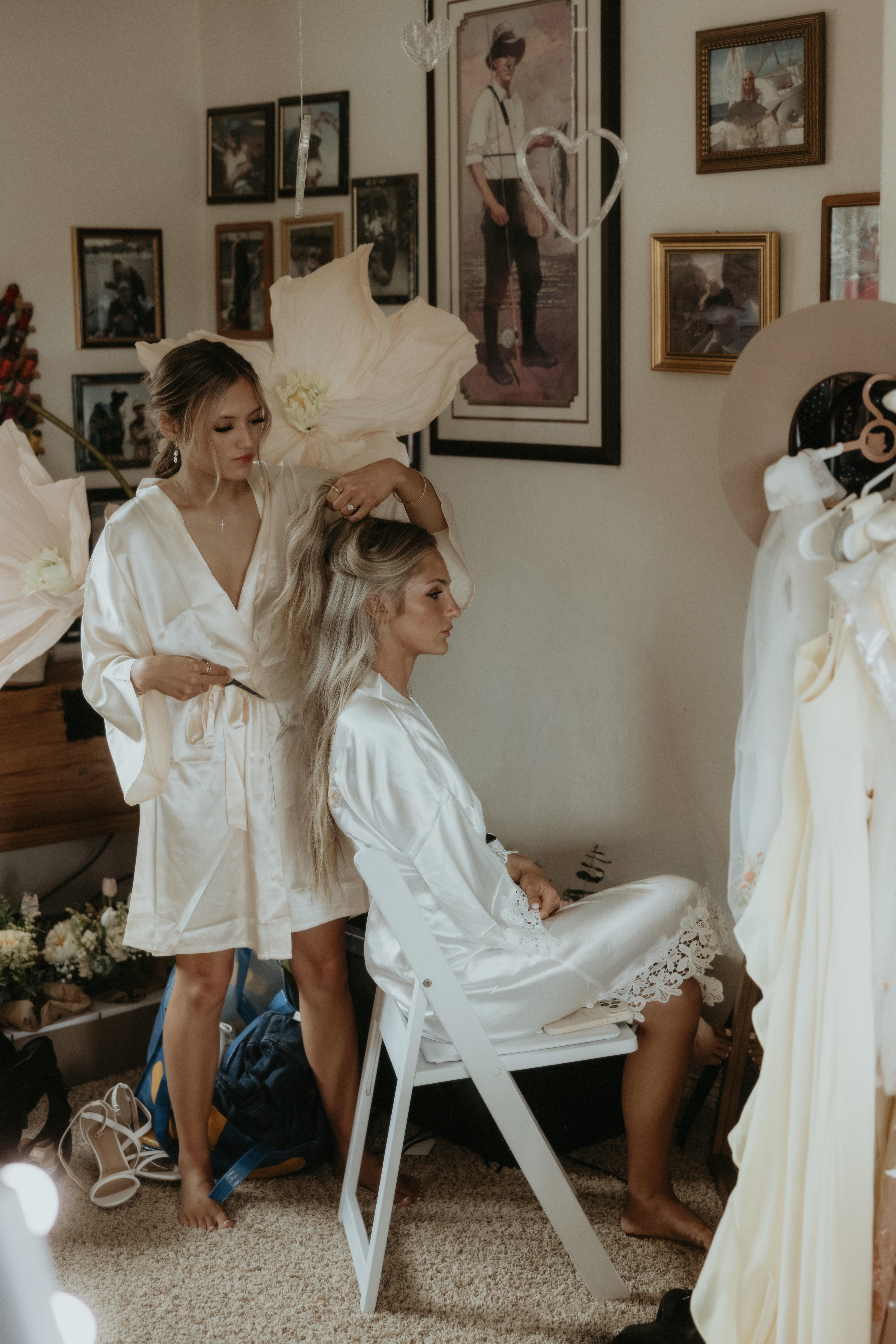 Bride getting glam-ready with a flawless sun-kissed wedding glow